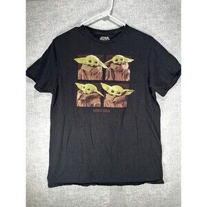 Star Wars Mandalorian Baby Yoda Black Graphic T-Shirt Size Medium